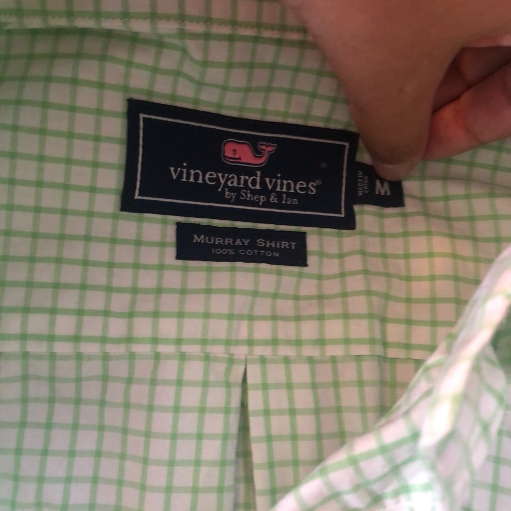 Green and white Gingham Vineyard Vines Shirt